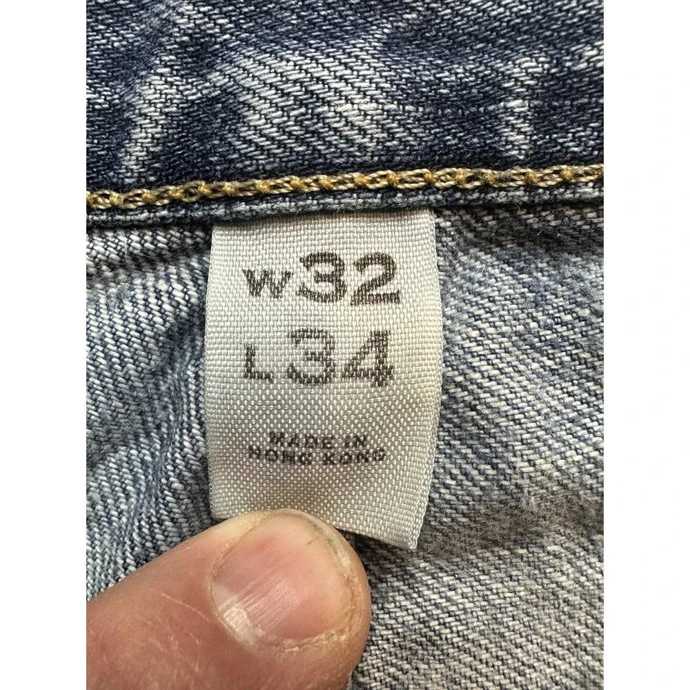 VTG Banana Republic Jeans Mens 32x34(32x32) Light Wash Straight Distressed Denim